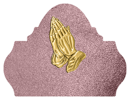 DARAY L 516 GD SH OR Gold Praying Hands Shimmer Orchid Background